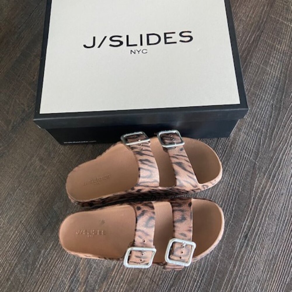 J/SLIDES NYC EVA SIMPLY LEOPARD SANDALS/SLIDES SIZE 8